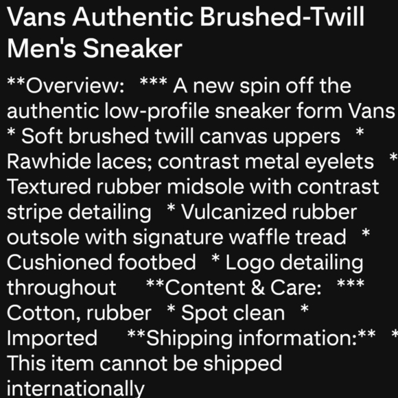 Mens Van's blue Authentic Brushed twill sneaker - Picture 8 of 8